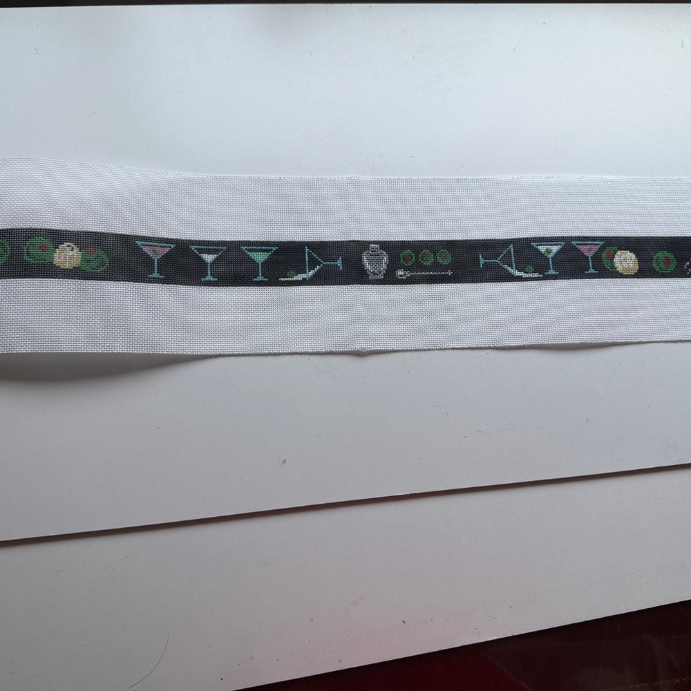 Martini Themed Belt - Hand Painted Needlepoint Canvas by Patti Mann